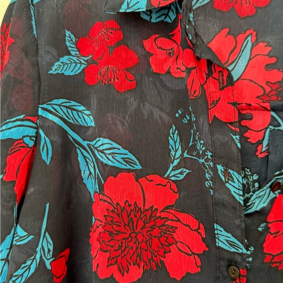 Zara Black and Red Floral Men's Shirt - Picture 3 of 4